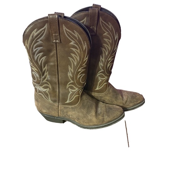 Laredo Shoes - LAREDO Western Cowboy Boots Womens 8 Brown Leather Embroidered Pull On